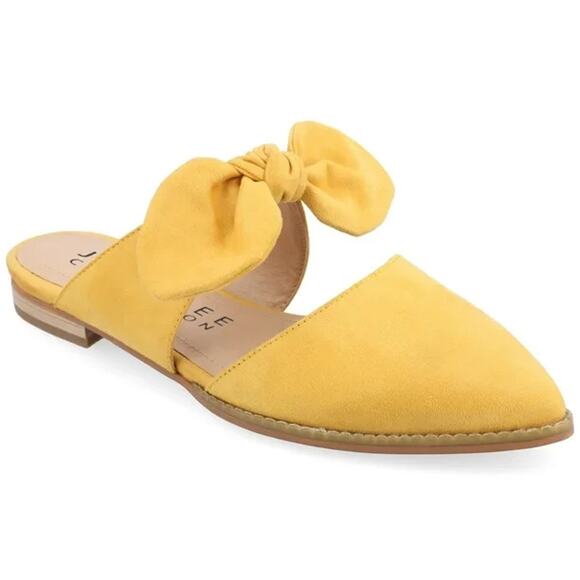 Journee Collection Women's Telulah Wide Width Pointed Flats, Mustard Size 8.5W - Picture 1 of 5